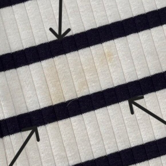 Aerie Ribbed Navy & White Striped Button Front Midi Dress Camisole Straps Size L - Picture 10 of 13